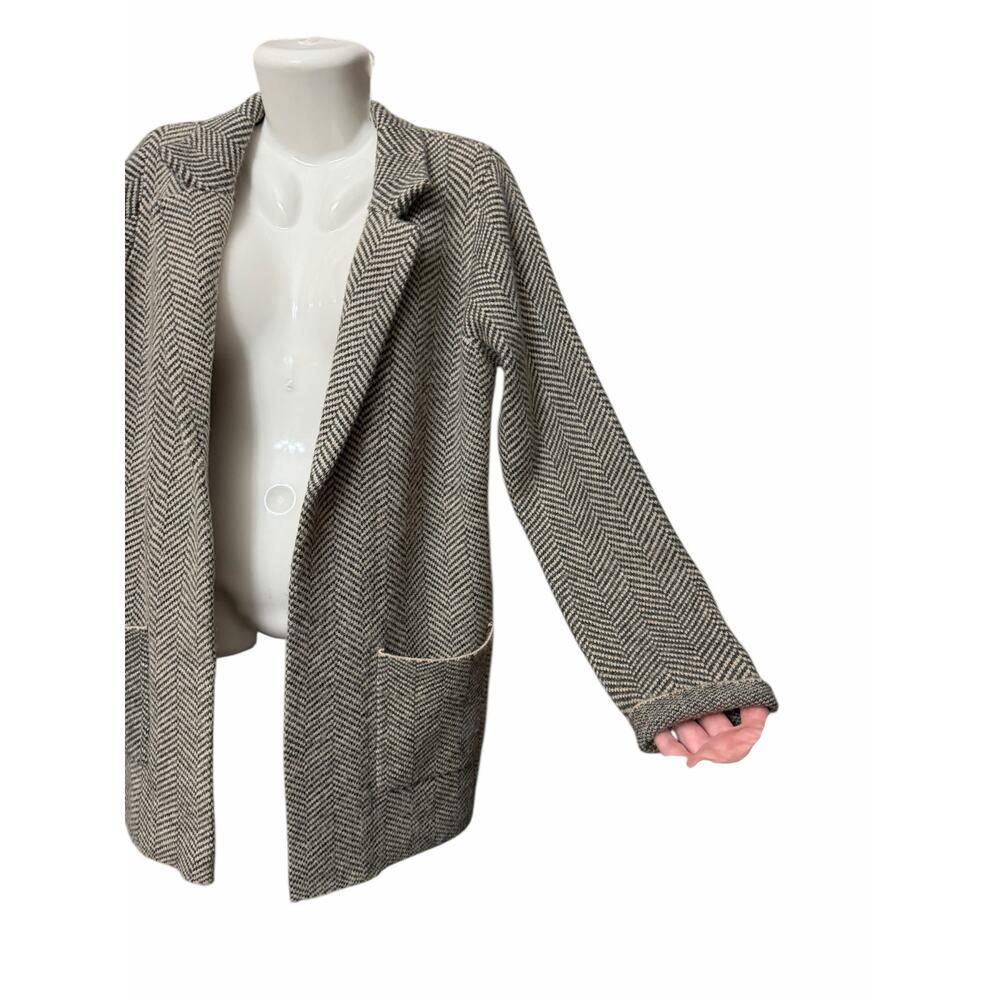 Sincerely Jules Women’s Chevron Black/Gray Soft Open Front Sweater Pockets SZ L - Picture 5 of 8